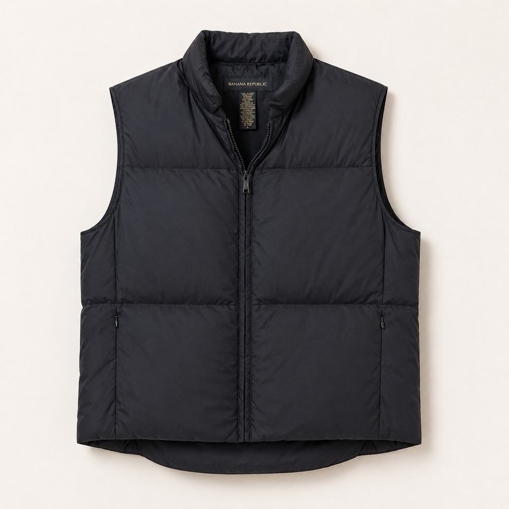 Banana Republic Gorp Down Puffer Vest Men Large Black Utility Quilted Outdoor
